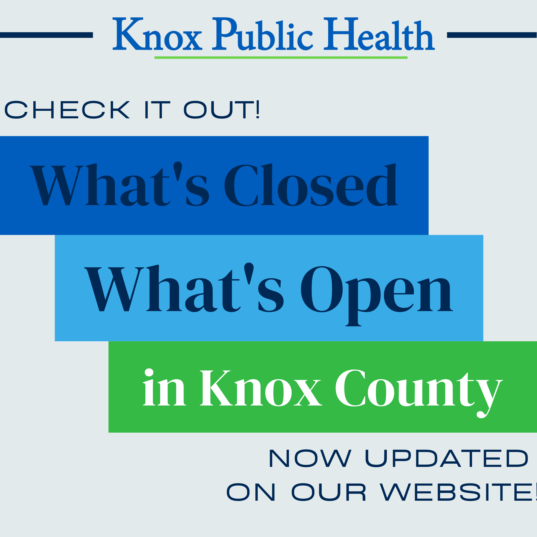 Whats Closed and Open in Knox County 07132020
