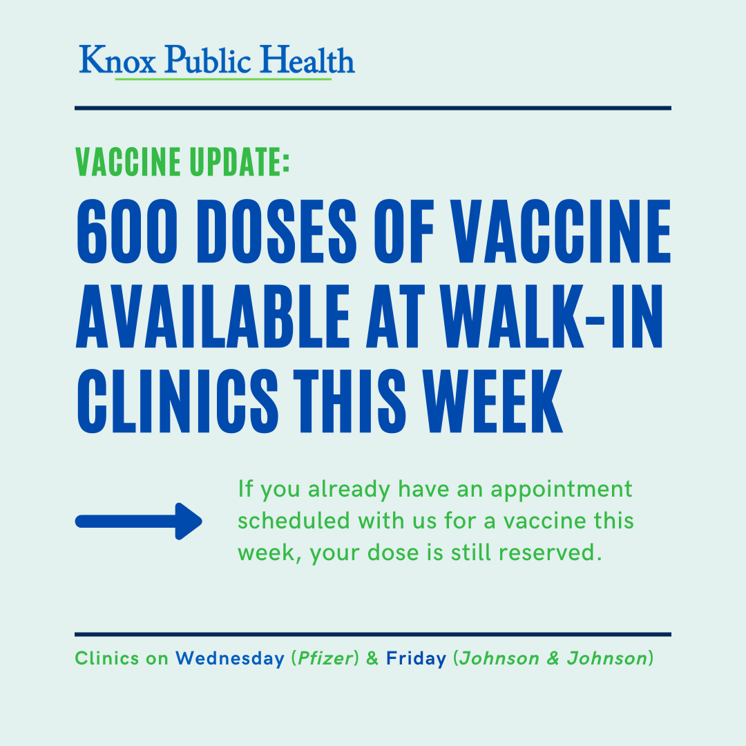 600 doses of vaccine available at walk in clinics this week 03012021