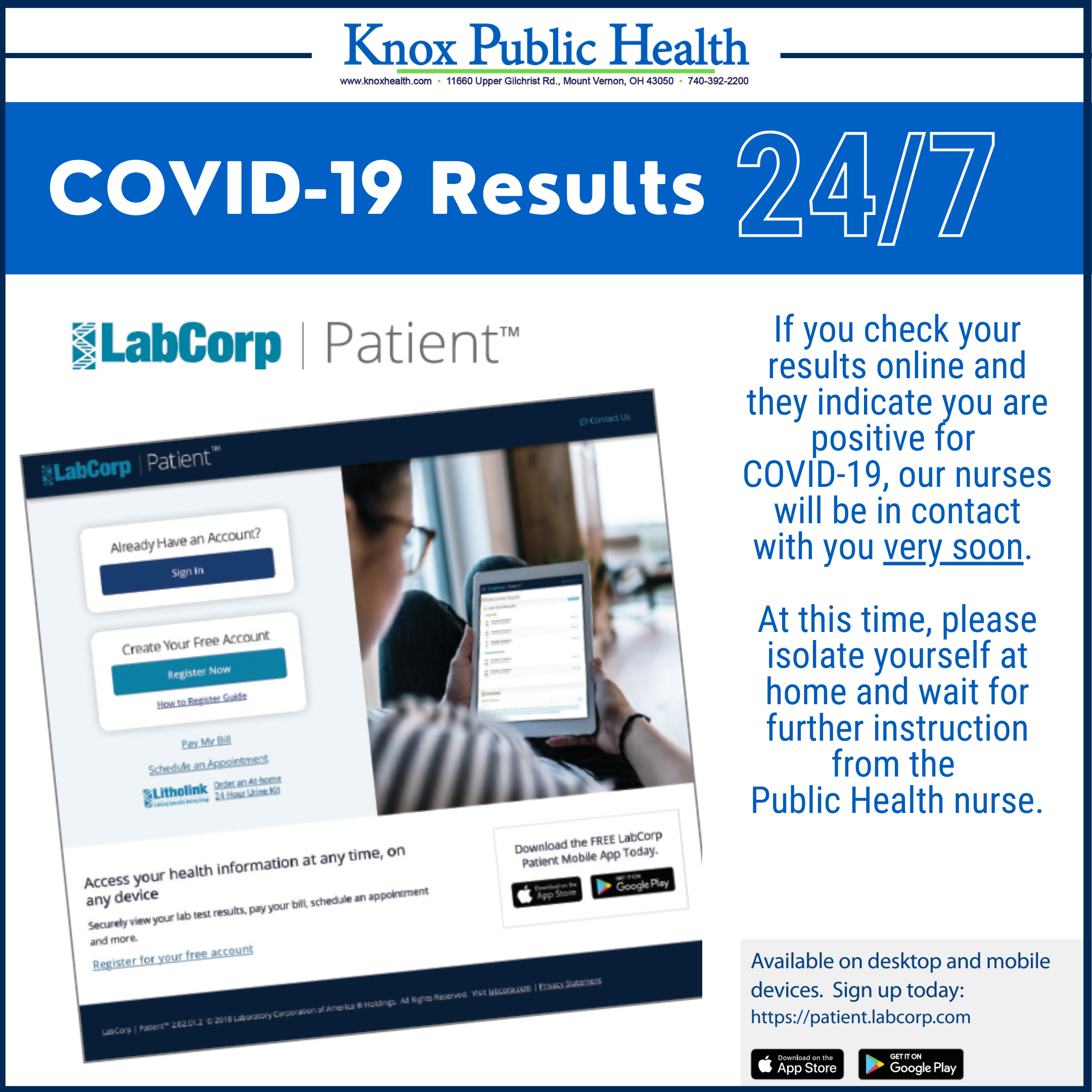 Instagram LabCorp Patient Portal COVID Results 07092020