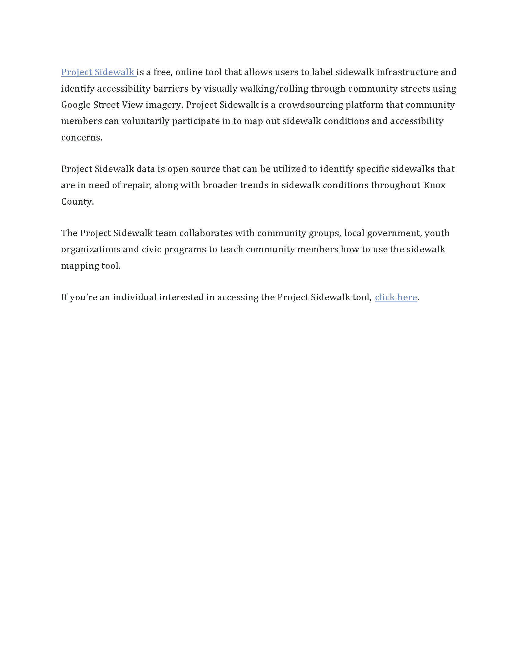 Project Sidewalk Press Release